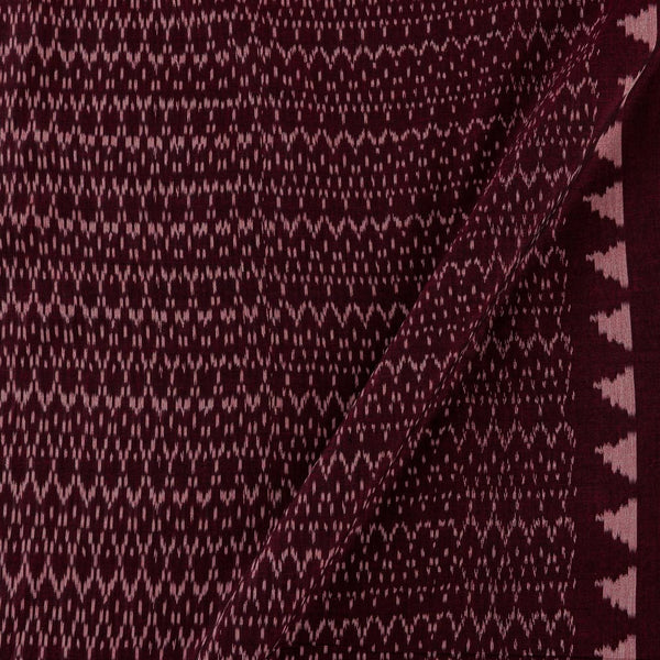 Cotton Maroon X Black Cross Tone Azo Free Ikat with One Side Plain Border Fabric Online 9979BP4
