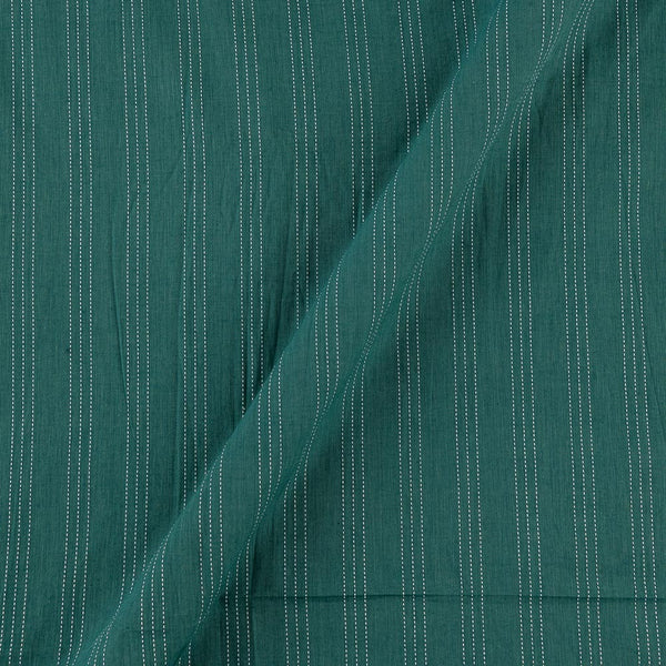 Cotton Jacquard Posy Green Colour Kantha Stripes Washed Fabric Online 9984CI5