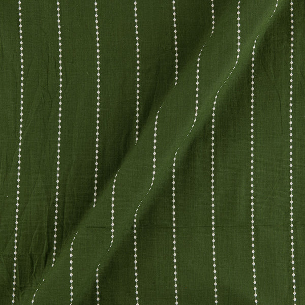 Buy Cotton Leaves Green Colour Kantha Pattern Jacquard Stripes Washed Fabric Online 9984DM4