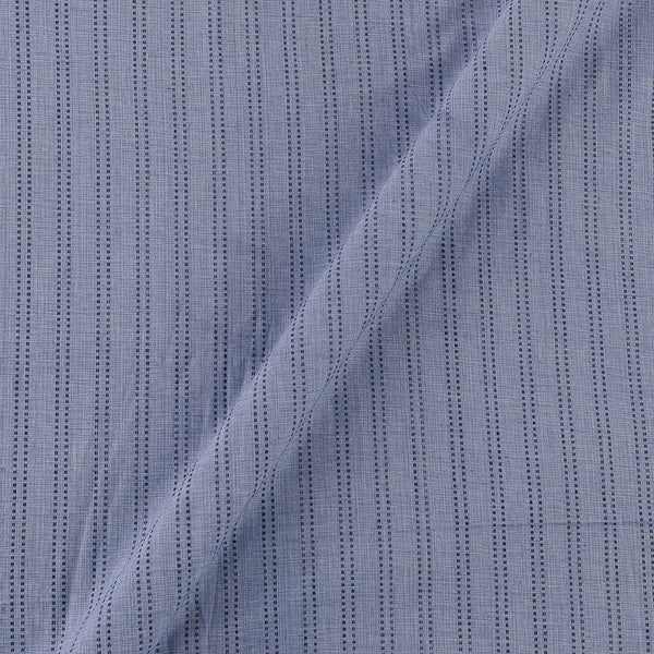 Two Ply Cotton Blue X White Cross Tone Kantha Jacquard Stripes Washed Fabric Online 9984DO1