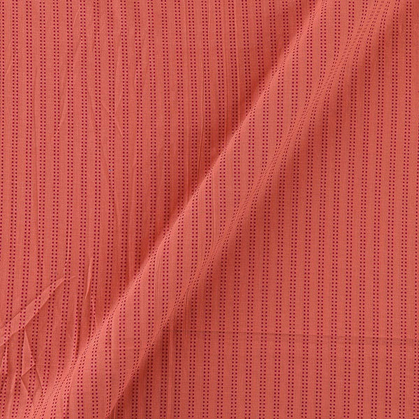 Cotton Jacquard Carrot Pink Colour Kantha Stripes Washed Fabric Online 9984DO5