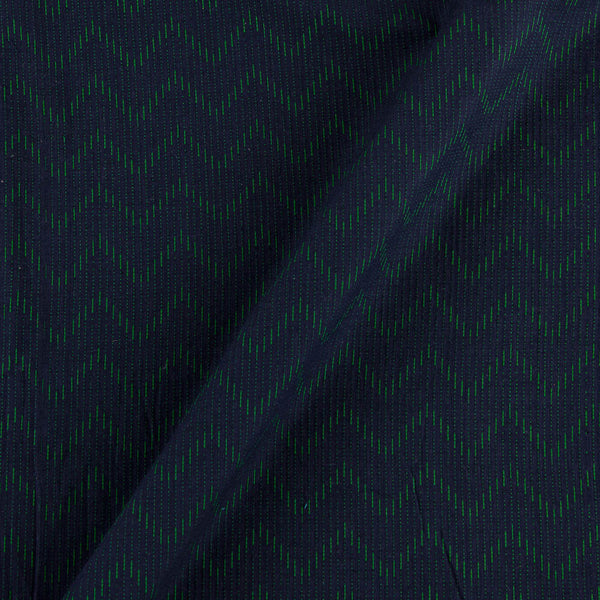 Buy Cotton Jacquard Dark Blue X Black Cross Tone Kantha Chevron Washed Fabric Online 9984DR5