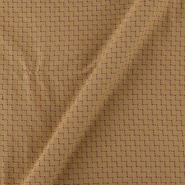 Cotton Jacquard Cream Beige Colour Kantha Washed Fabric Online 9984DT6