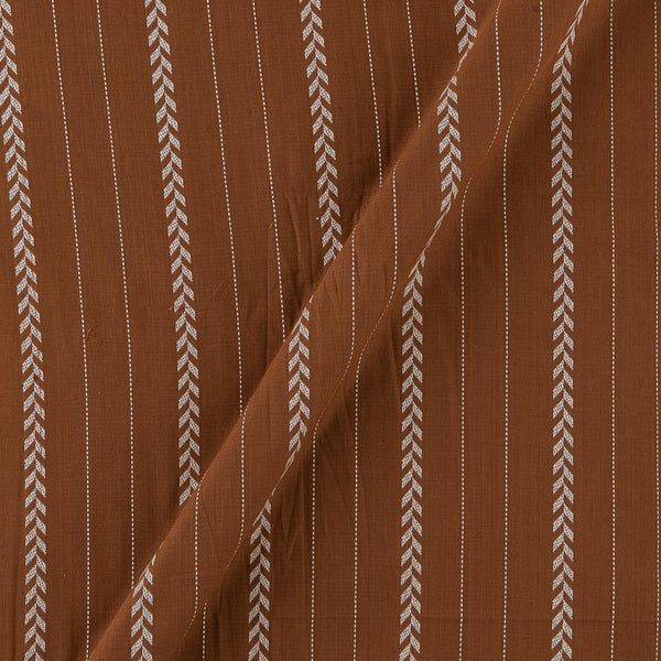 Cotton Jacquard Rust Colour Kantha Stripes Washed Fabric Online 9984DV1