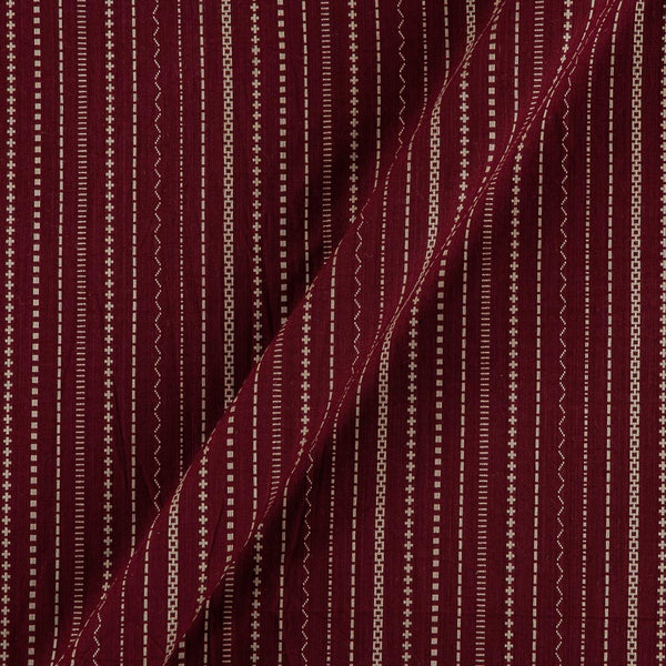 Buy Cotton Jacquard Maroon Colour Kantha Stripes Washed Fabric Online 9984DW5