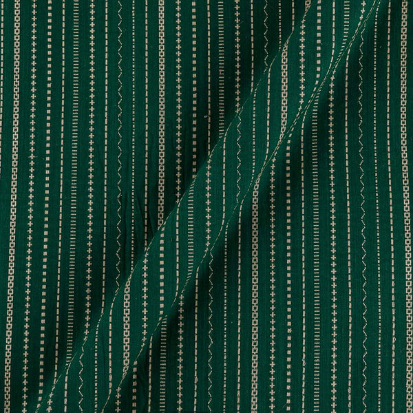 Buy Cotton Jacquard Dark Green Colour Kantha Stripes Washed Fabric Online 9984DW7