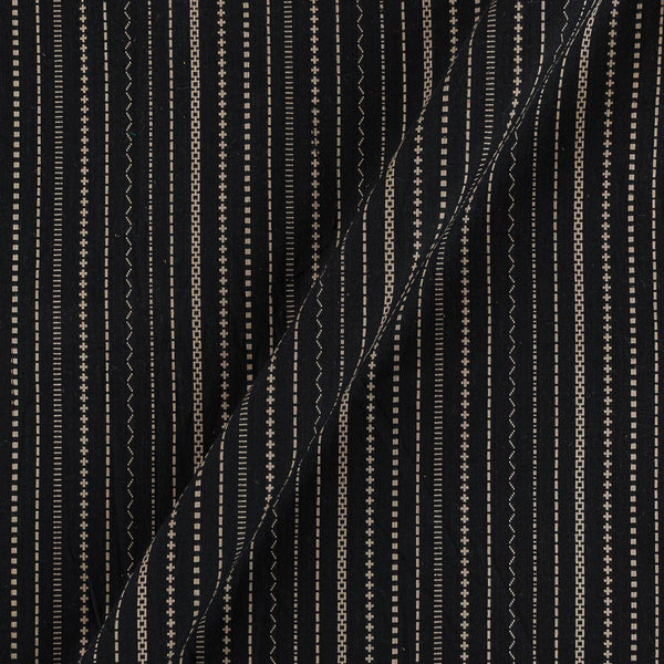 Buy Cotton Jacquard Black Colour Kantha Stripes Washed Fabric Online 9984DW8