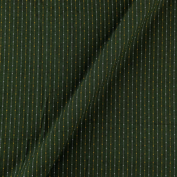 Cotton Jacquard Bottle Green X Black Cross Tone Kantha Stripes Washed Fabric Online 9984DX1