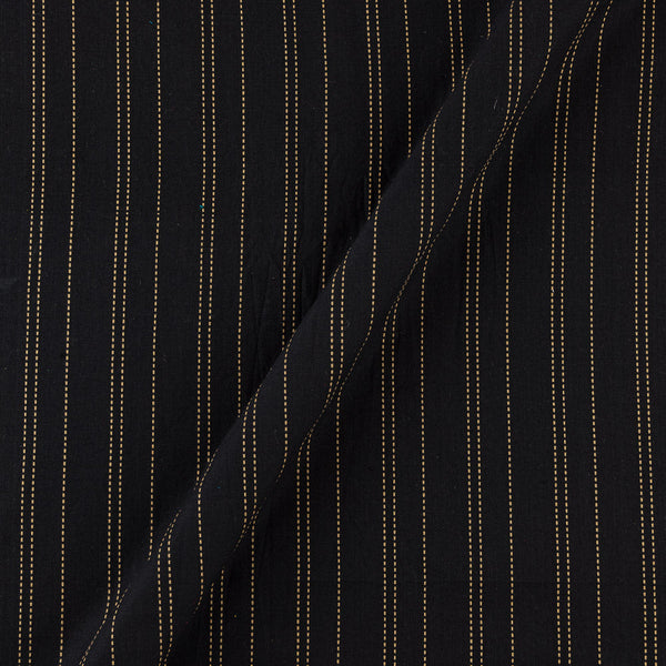 Cotton Jacquard Black Colour Kantha Stripes Washed Fabric Online 9984DY2