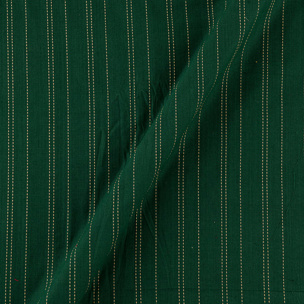 Cotton Jacquard Dark Green Colour Kantha Stripes Washed Fabric Online 9984DY5