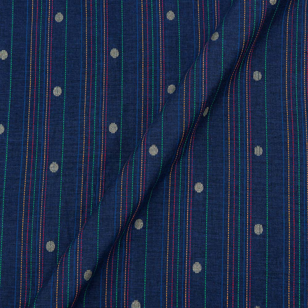 Buy Cotton Kantha Jacquard Stripes Midnight Blue X Black Cross Tone Fabric Online 9984EQ1