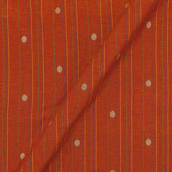 Buy Cotton Kantha Jacquard Stripes Rust Orange Colour Fabric Online 9984EQ2