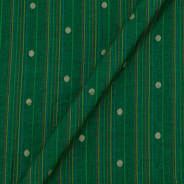 Buy Cotton Kantha Jacquard Stripes Green x Black Cross Tone Fabric Online 9984EQ3