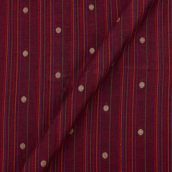 Buy Cotton Kantha Jacquard Stripes Maroon X Black Cross Tone Fabric Online 9984EQ4