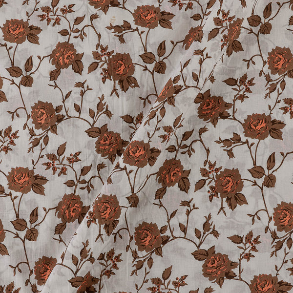 Soft Cotton Pearl White Colour Floral Jaal Print Fabric Online 9992DA2