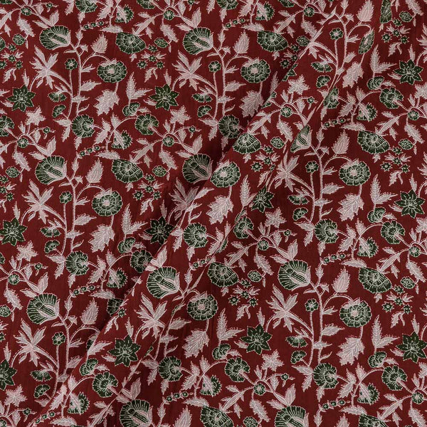 Soft Cotton Maroon Colour Floral Jaal Print Fabric Online 9992DG2