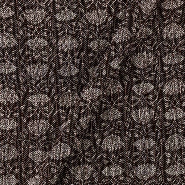 Cotton Carbon Colour Floral Hand Block Bagh Print Fabric  Pre Cut Of 1.60 Meter