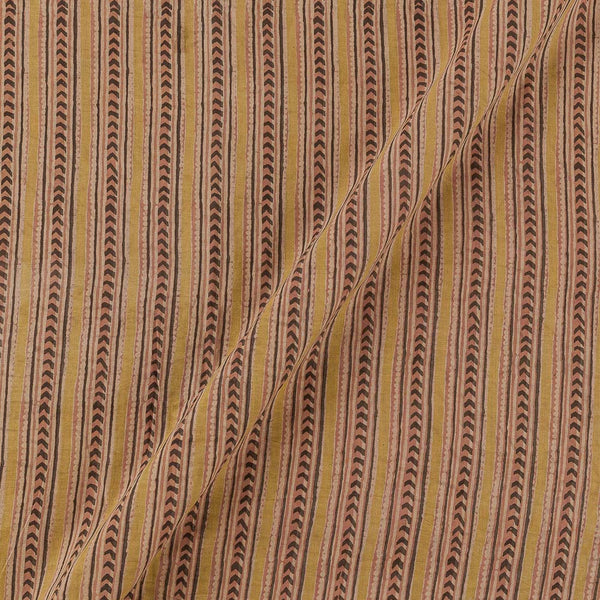 Cotton Vanaspati [Natural Dye] Shell Pink Colour All Over Border Design in Stripped Pattern Hand Block Print Fabric Online 9994FE4