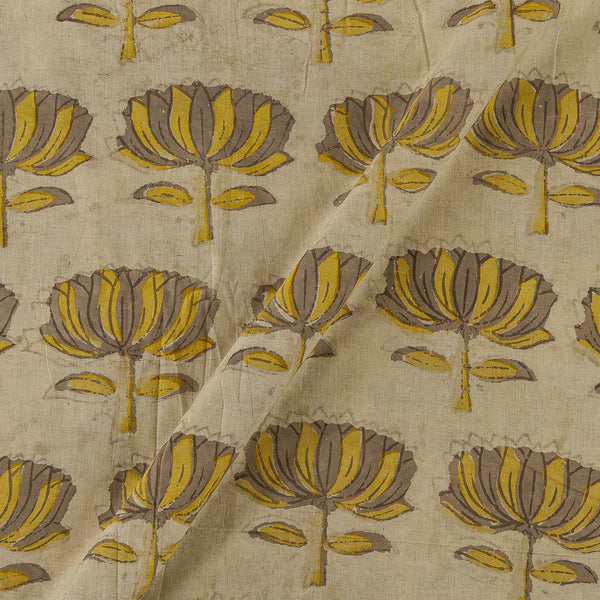 Cotton Vanaspati [Natural Dye] Olive Colour Floral Hand Block Print Fabric Online 9994FH2