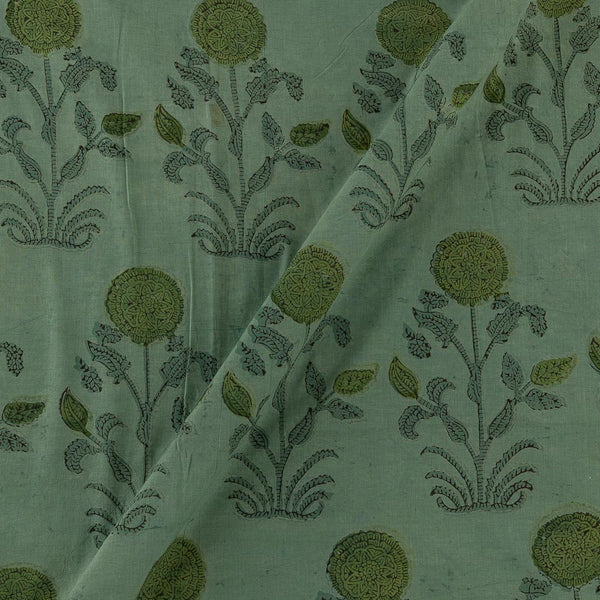 Cotton Vanaspati [Natural Dye] Shell Green Colour Floral Hand Block Print Fabric Online 9994FK2