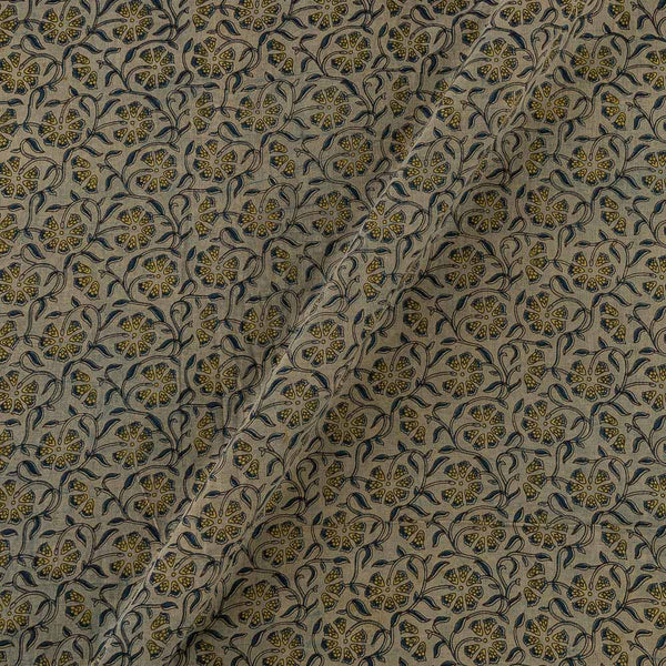 Cotton Vanaspati [Natural Dye] Beige Colour Jaal Hand Block Print 43 Inches Width Fabric Cut Of 0.55 Meter