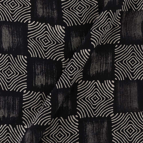 Cotton Vanaspati [Natural Dye] Black Colour Geometric with Brush Effect Hand Block Print 43 Inches Width Fabric
