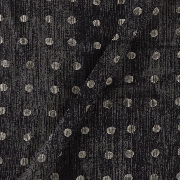 Cotton Vanaspati [Natural Dye] Black Colour Polka with Brush Effect Hand Block Print 42 Inches Width Fabric