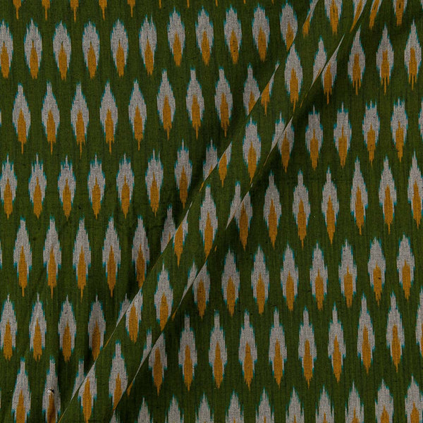 Cotton Ikat Dark Green Colour Washed Fabric Online D9150D13
