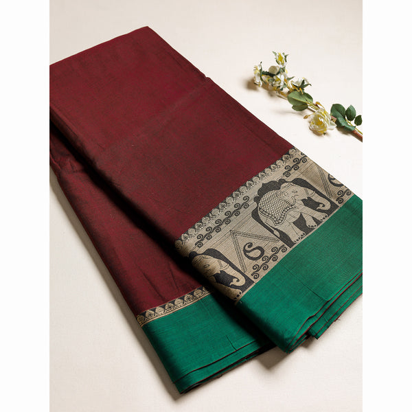 Handloom Cotton Narayanpet Zari Border Fabric