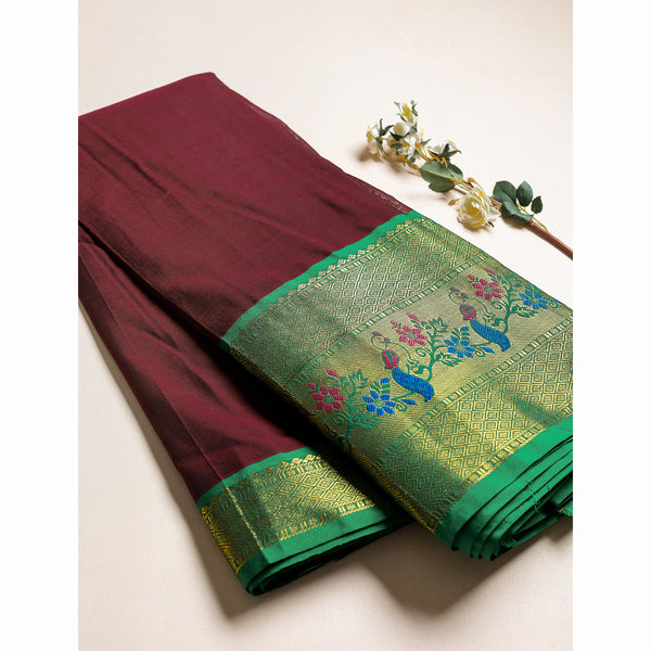 Handloom Cotton Narayanpet Zari Border Fabric