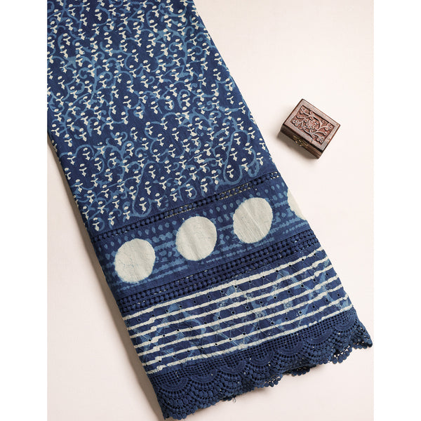 COTTON HANDBLOCK PRINTED LACE FABRIC