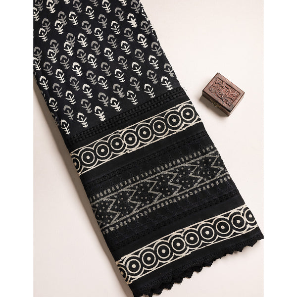 COTTON HANDBLOCK PRINTED LACE FABRIC