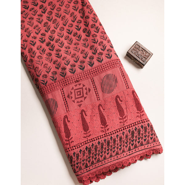 COTTON HANDBLOCK PRINTED LACE FABRIC