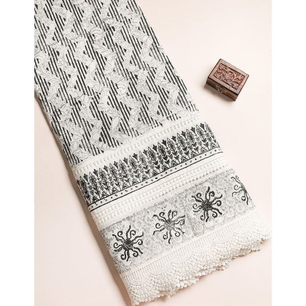 COTTON HANDBLOCK PRINTED LACE FABRIC