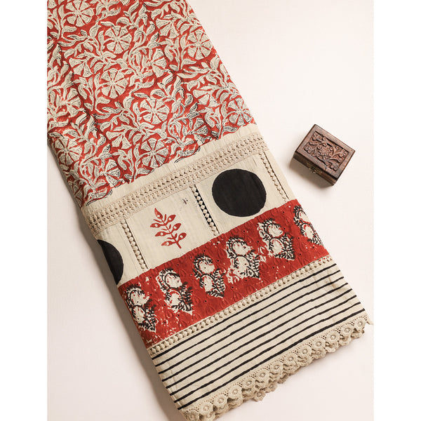 COTTON HANDBLOCK PRINTED LACE FABRIC