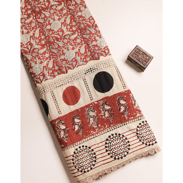 COTTON HANDBLOCK PRINTED LACE FABRIC