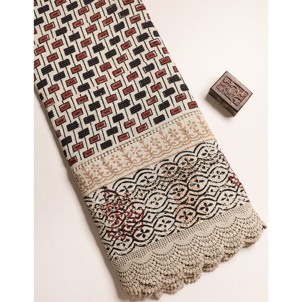 COTTON HANDBLOCK PRINTED LACE FABRIC