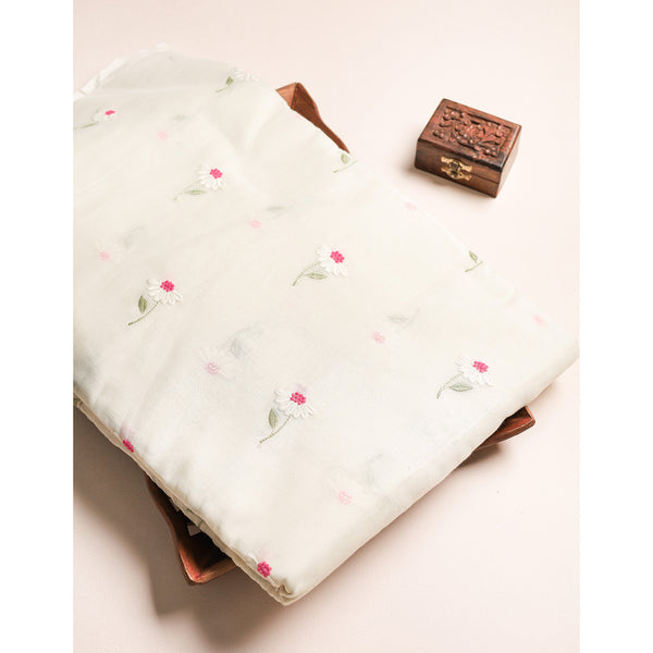 MALAI CHANDERI EMBROIDERED FABRIC