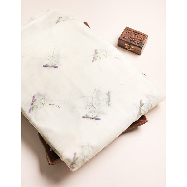 MALAI CHANDERI EMBROIDERED FABRIC