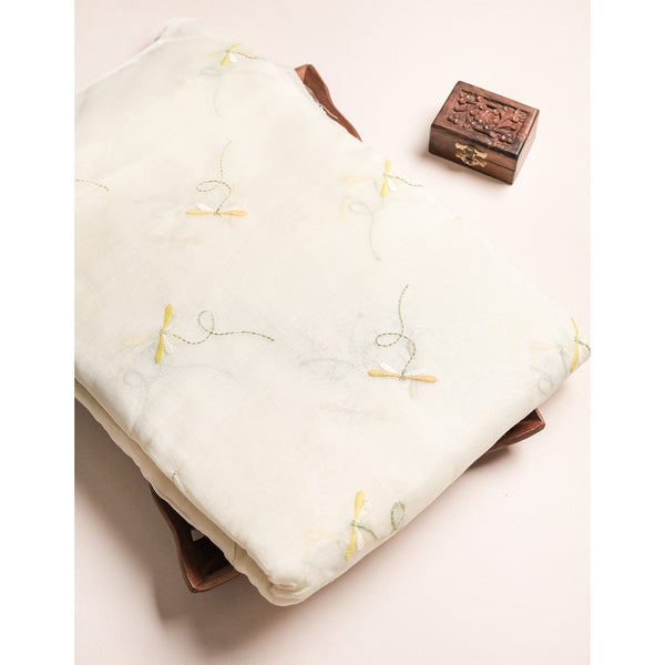 MALAI CHANDERI EMBROIDERED FABRIC