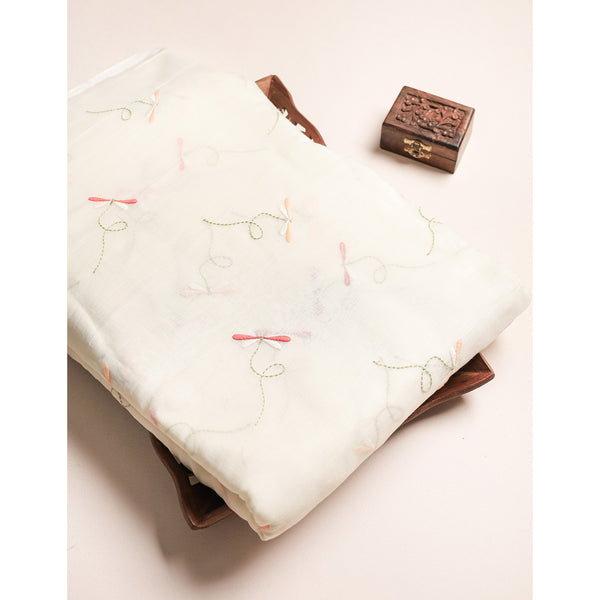 MALAI CHANDERI EMBROIDERED FABRIC