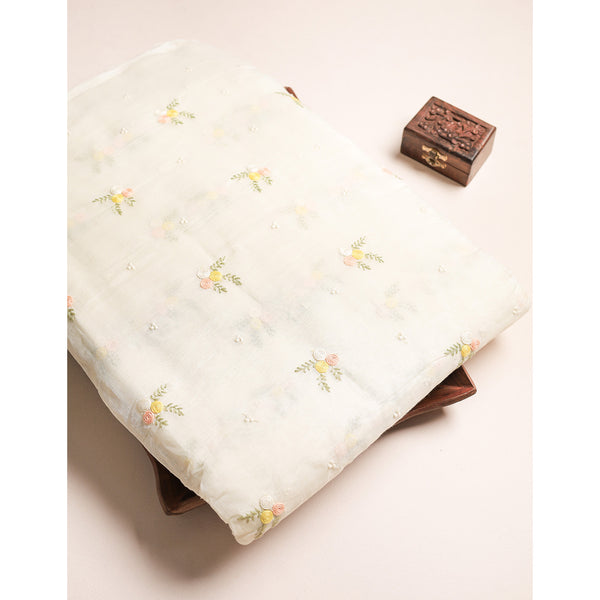 MALAI CHANDERI EMBROIDERED FABRIC