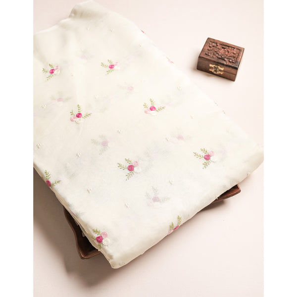 MALAI CHANDERI EMBROIDERED FABRIC