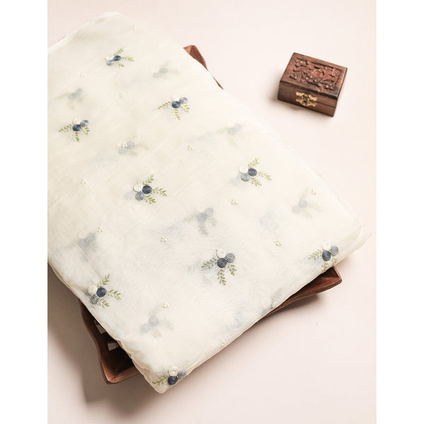 MALAI CHANDERI EMBROIDERED FABRIC