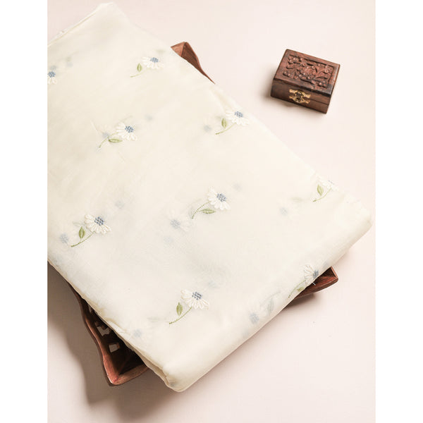 MALAI CHANDERI EMBROIDERED FABRIC