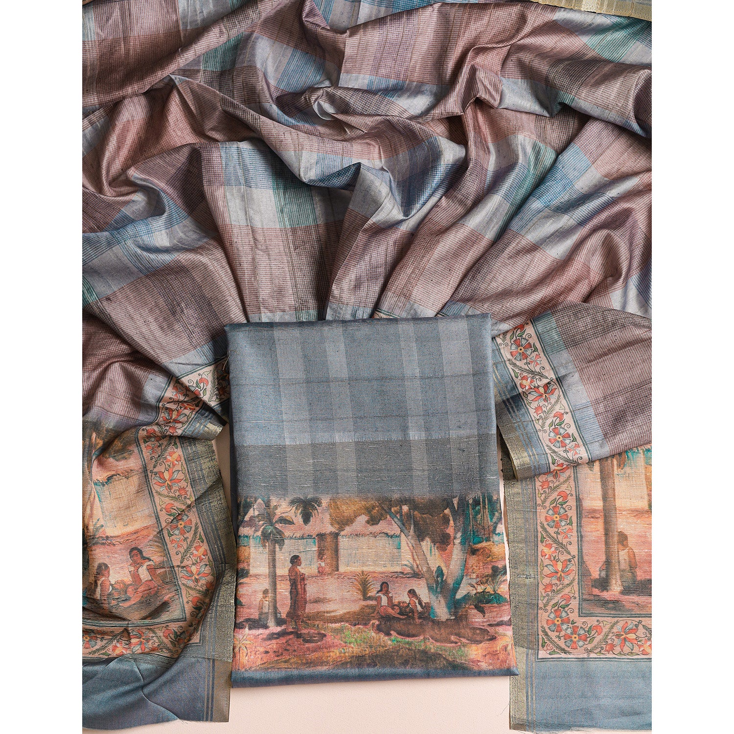 SEMI TUSSAR 2 PIECE SUIT SET