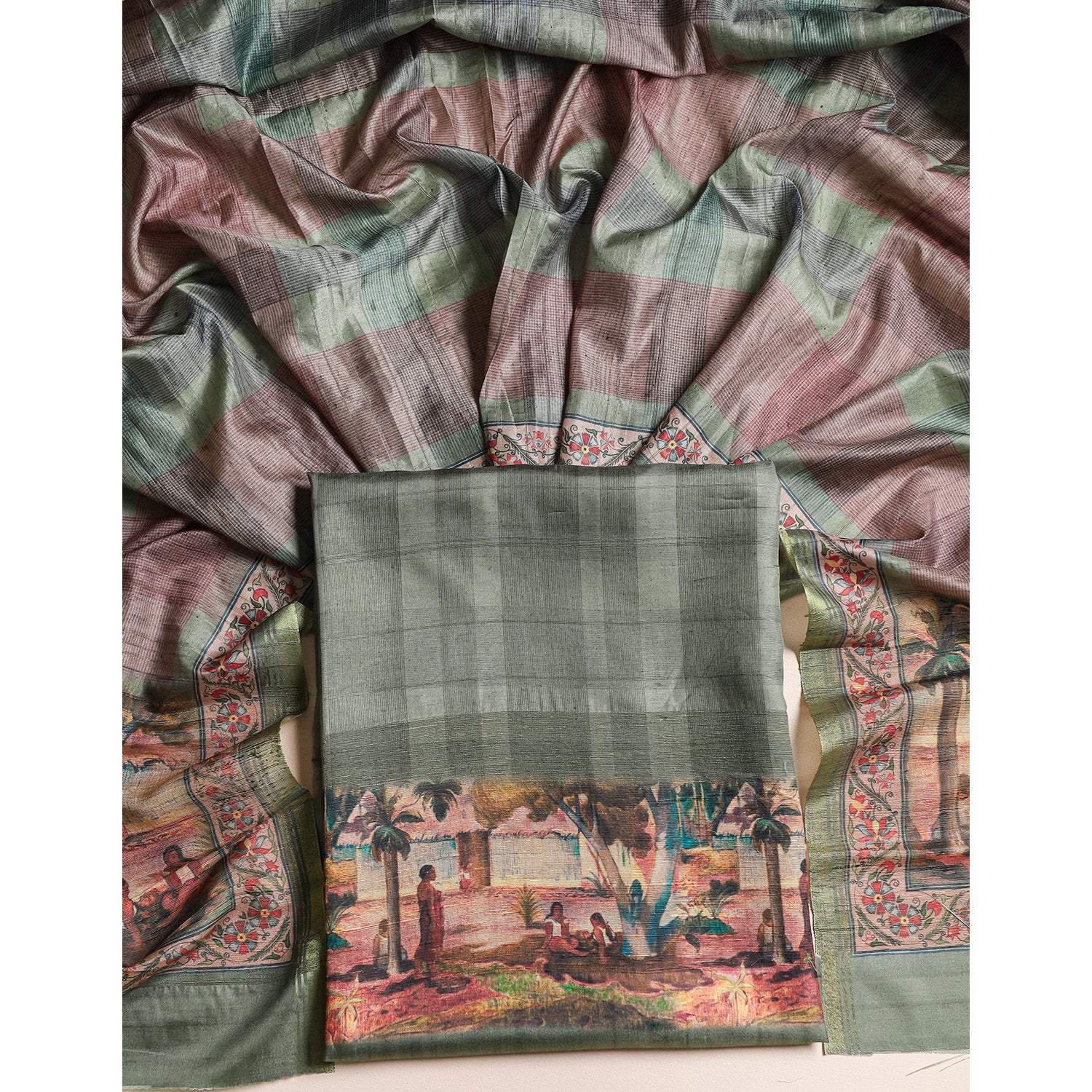 SEMI TUSSAR 2 PIECE SUIT SET