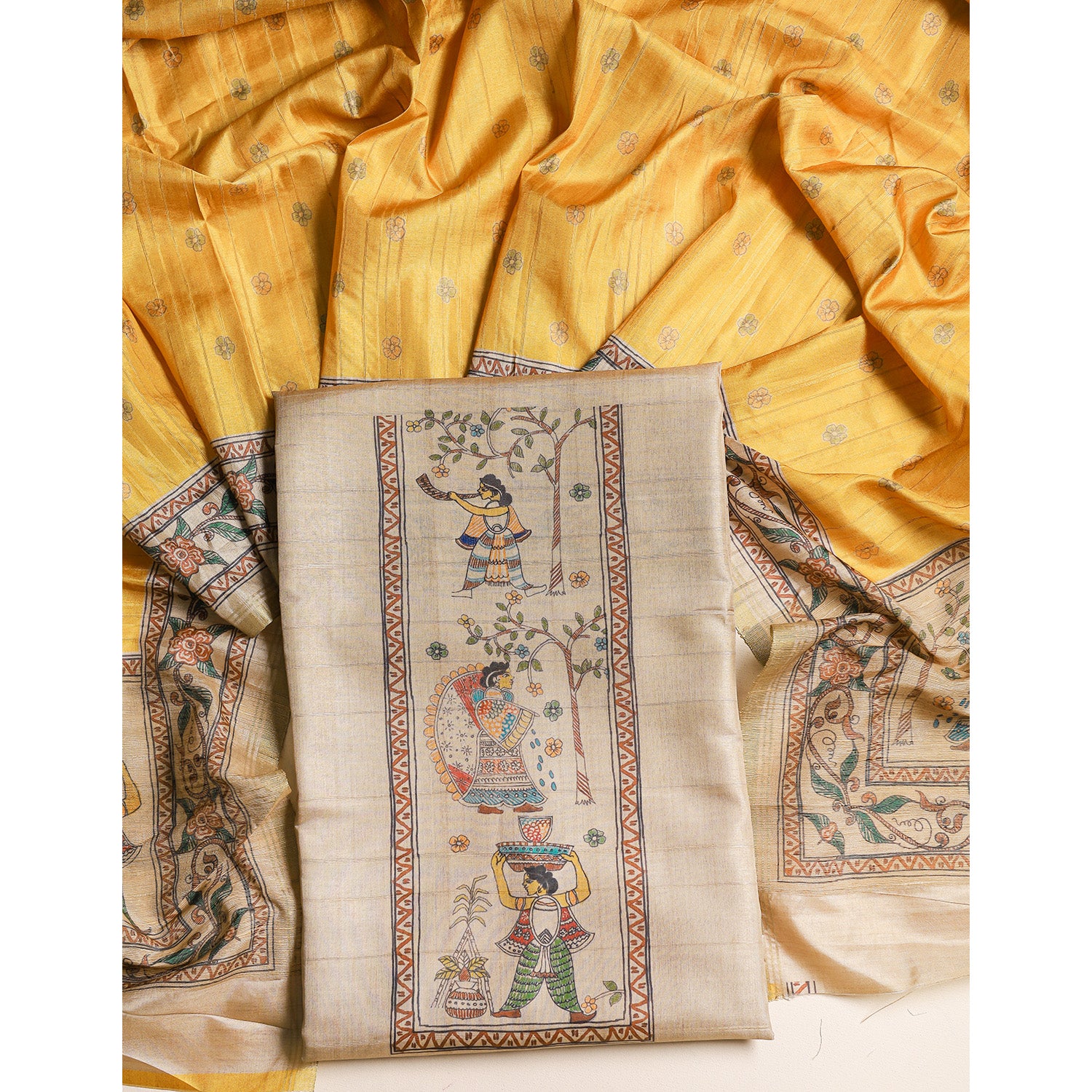 SEMI TUSSAR 2 PIECE SUIT SET