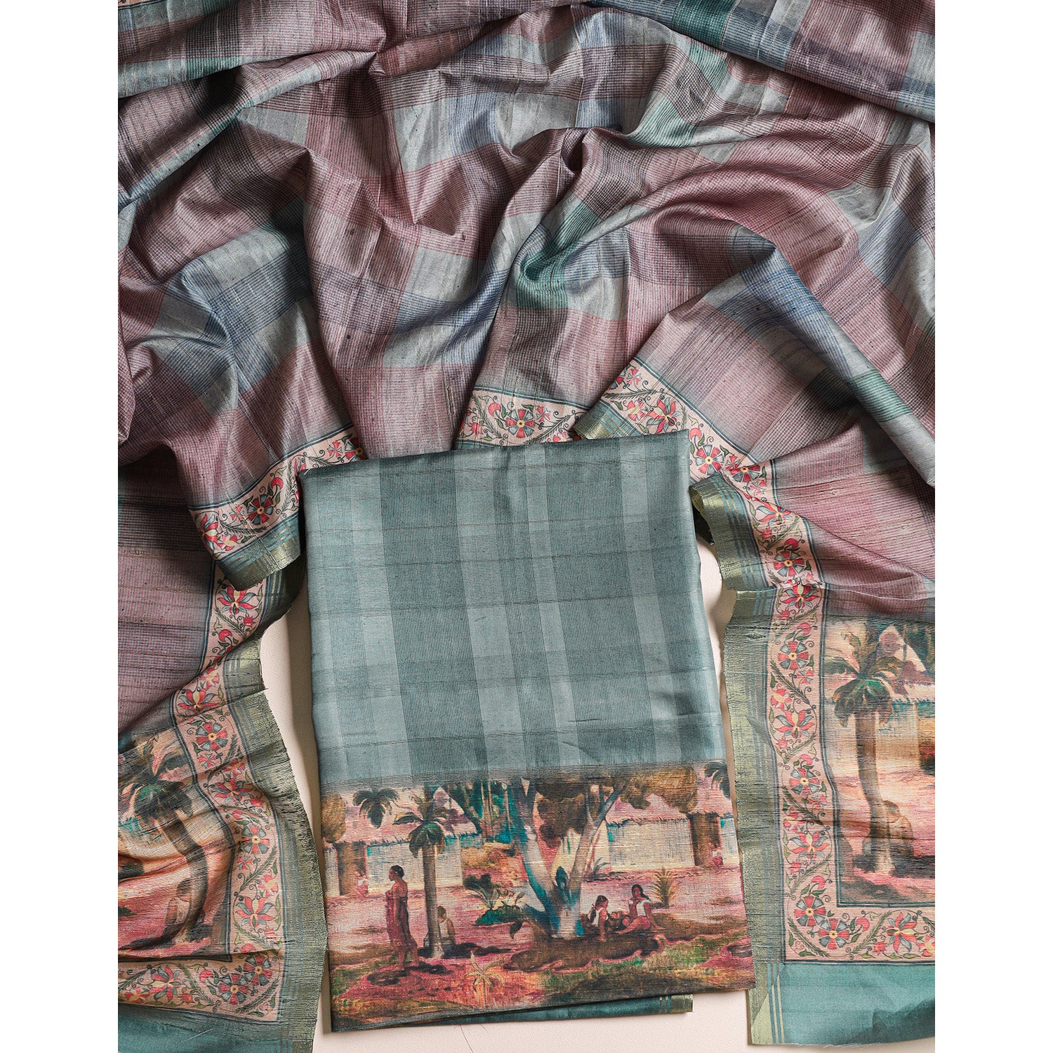 SEMI TUSSAR 2 PIECE SUIT SET