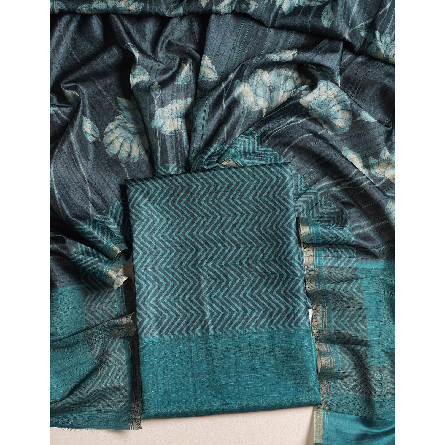 SEMI TUSSAR 2 PIECE SUIT SET